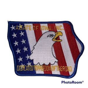 ABATE of Iowa Patch Patriotic Eagle Embroidered Dedicated to Freedom of the Road